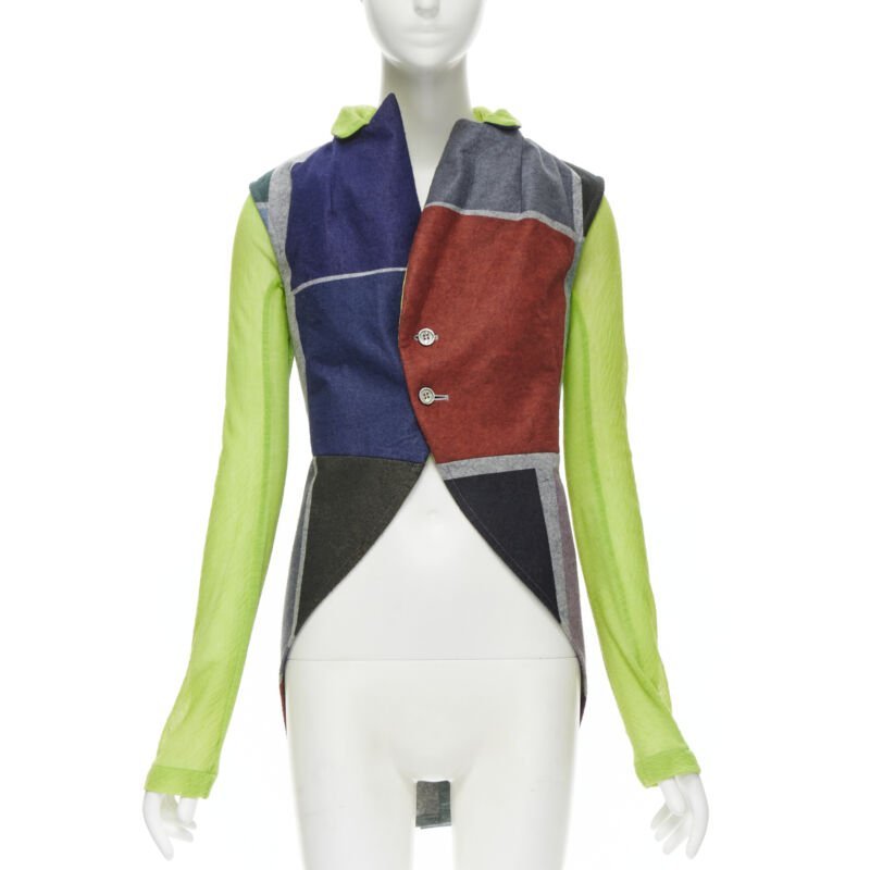 vintage Runway COMME DES GARCONS '95 colorblock green sleeves layered vest M