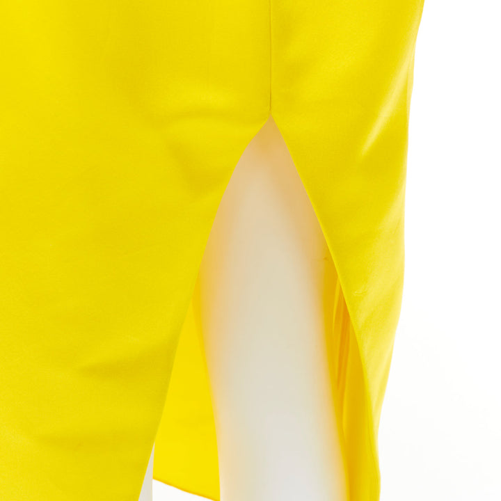 PRADA 2022 Raf Simons Runway yellow satin split high waisted midi skirt IT40 S