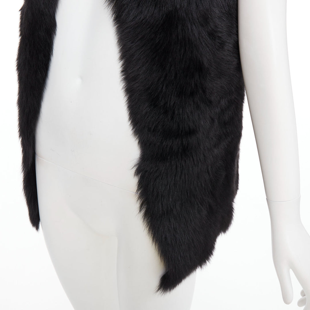 WHISTLES black 100% lamb leather fur high vest jacket XS