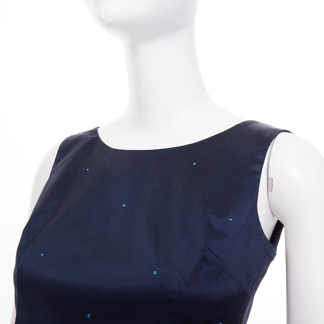 MAX & CO Trends navy blue crystal cotton blend bateau crop top capri set IT40 S