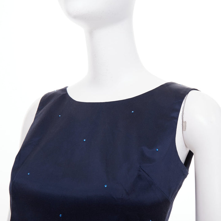 MAX & CO Trends navy blue crystal cotton blend bateau crop top capri set IT40 S