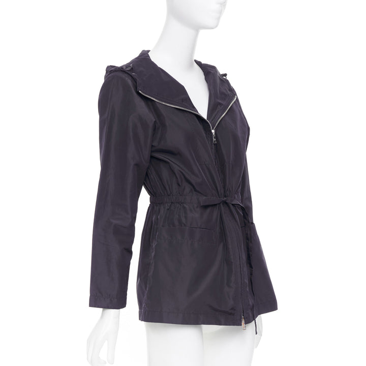 PRADA 2021 Re Nylon navy drawstring hooded zip up utility jacket IT40 S