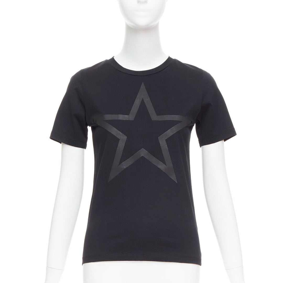 GIVENCHY black cotton star textured print fitted short sleeve tshirt S