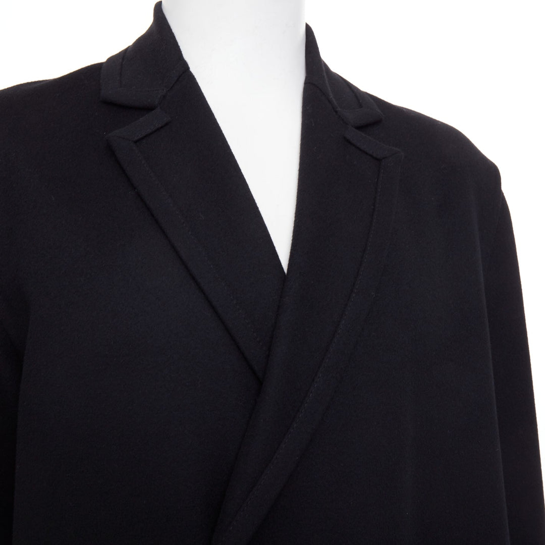 VALENTINO black virgin wool cashmere origami trims hidden closure coat IT44 XS