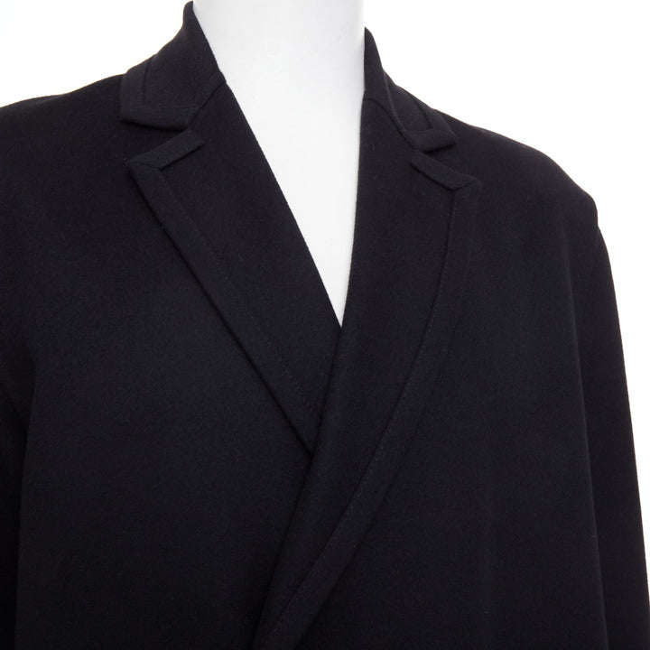 VALENTINO black virgin wool cashmere origami trims hidden closure coat IT44 XS