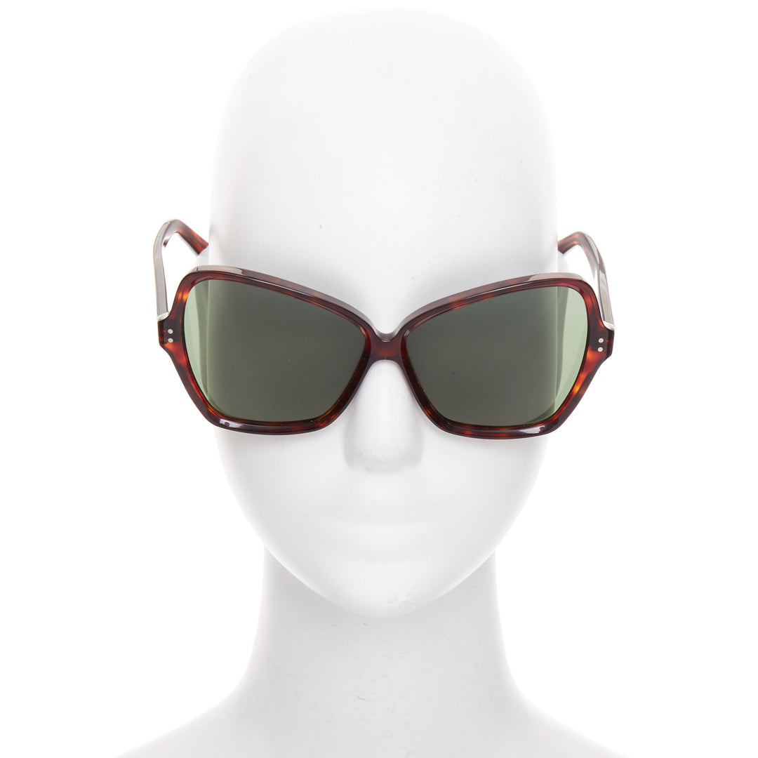 CELINE CL400641 brown tortoise oversized butterfly square sunglasses