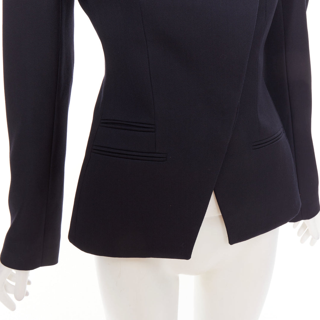 ALEXANDRE VAUTHIER COUTURE SS2025 Runway navy stand collar Power officer blazer
