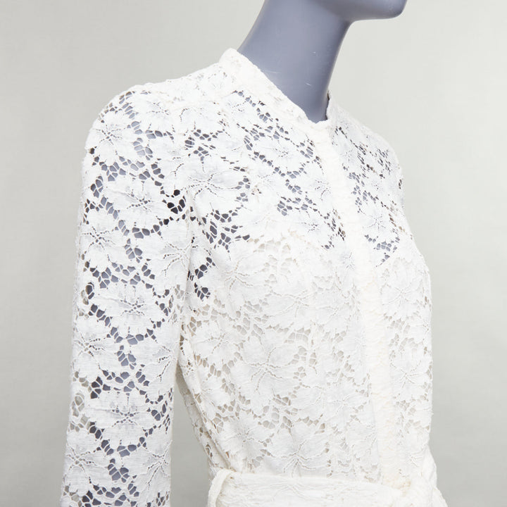 rare BURBERRY PRORSUM 2014 cream grey ombre lace dress IT38 XS Olivia Palermo