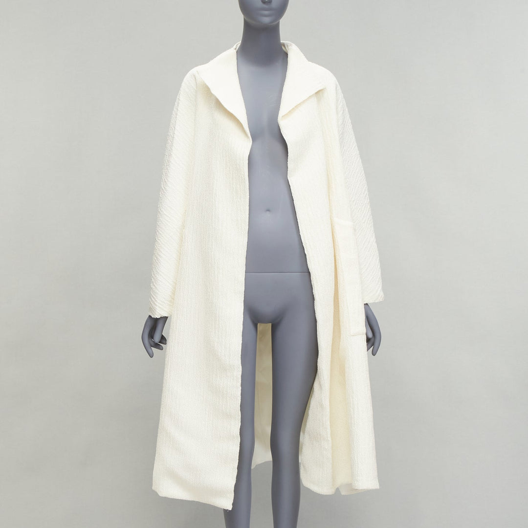 MATICEVSKI 2021 Prestige cream 3D collar pocketed side slit coat AUS10 S