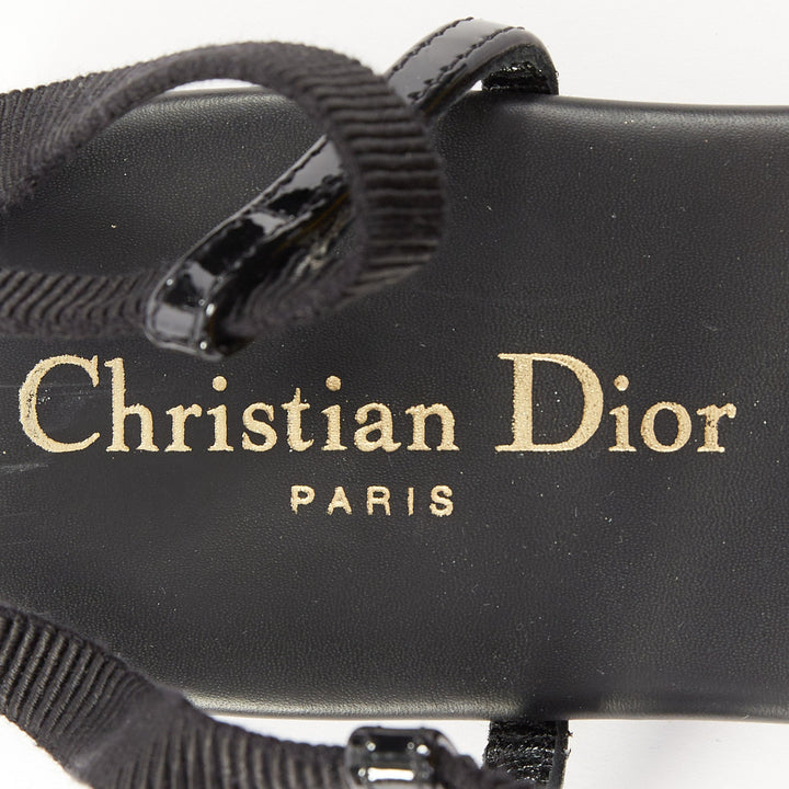 CHRISTIAN DIOR 2023 Runway Sunset black leather crystal wrap sandals EU37.5