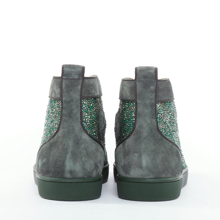 Male mannequin wearing Christian Louboutin Louis Orlato Green Suede Men Sneaker in Size EU42.5 | Available at JHROP