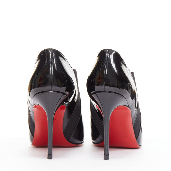 CHRISTIAN LOUBOUTIN Lastoto 80 black patent leather bootie heels EU37
