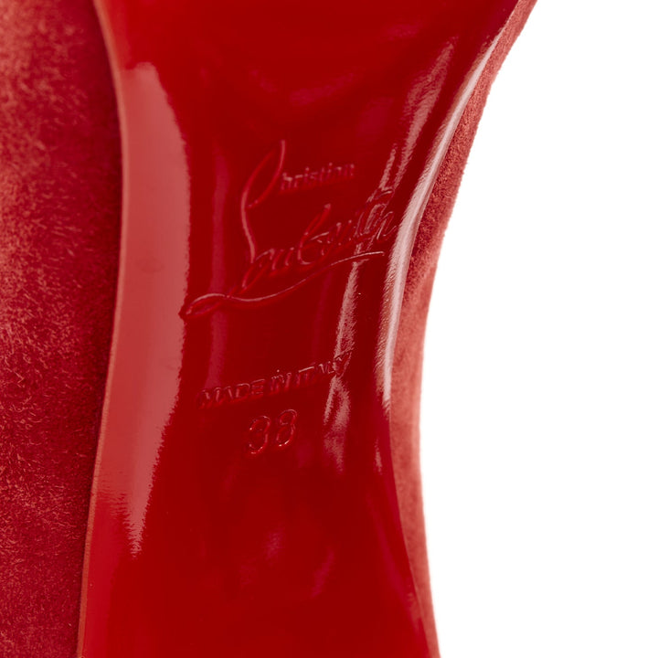 CHRISTIAN LOUBOUTIN Victorina 100 Veau Velours Carmin red suede flame pumps EU38