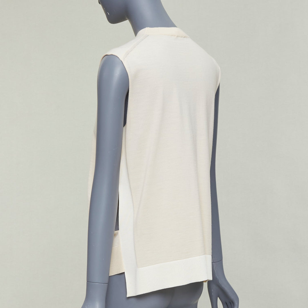 OLD CELINE Phoebe Philo beige wool cashmere blend split hem sweater vest S