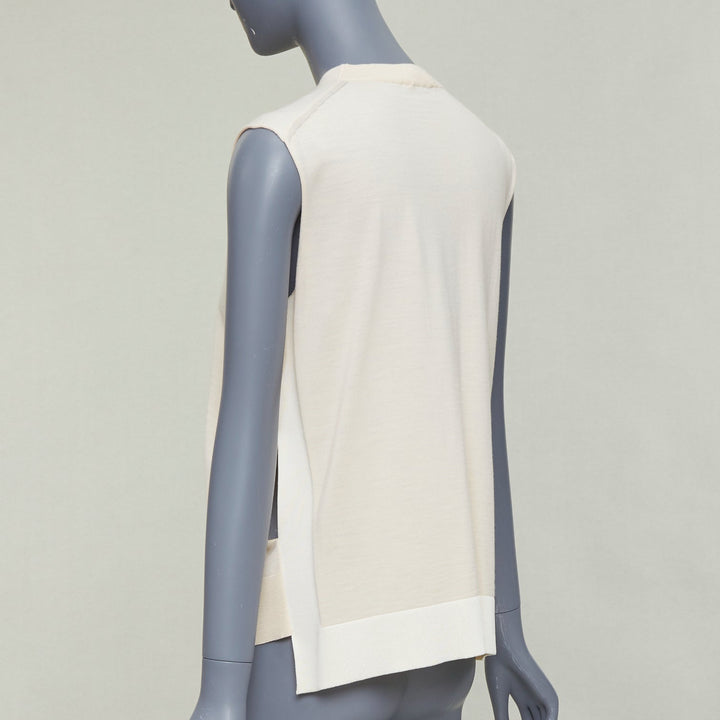 OLD CELINE Phoebe Philo beige wool cashmere blend split hem sweater vest S