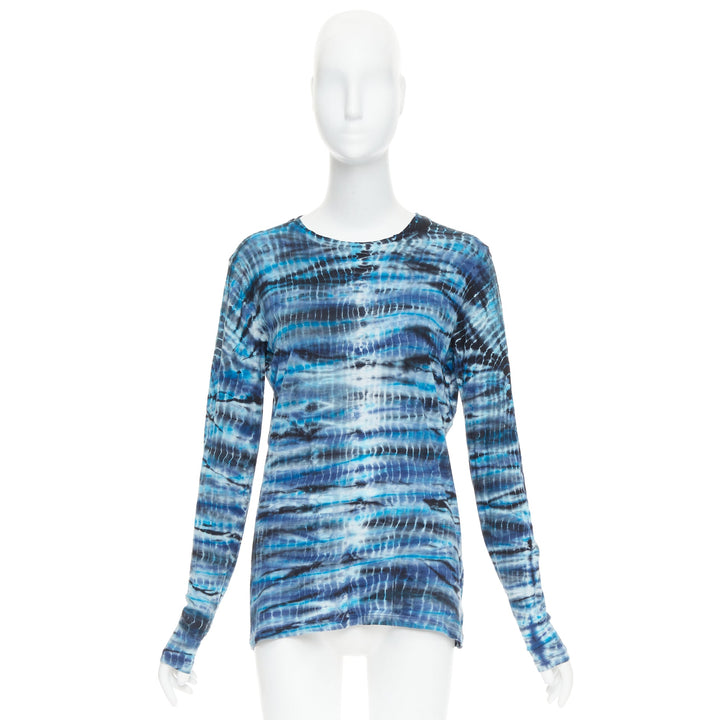 PROENZA SCHOULER Signature blue tie dye cotton long sleeve crew top M
