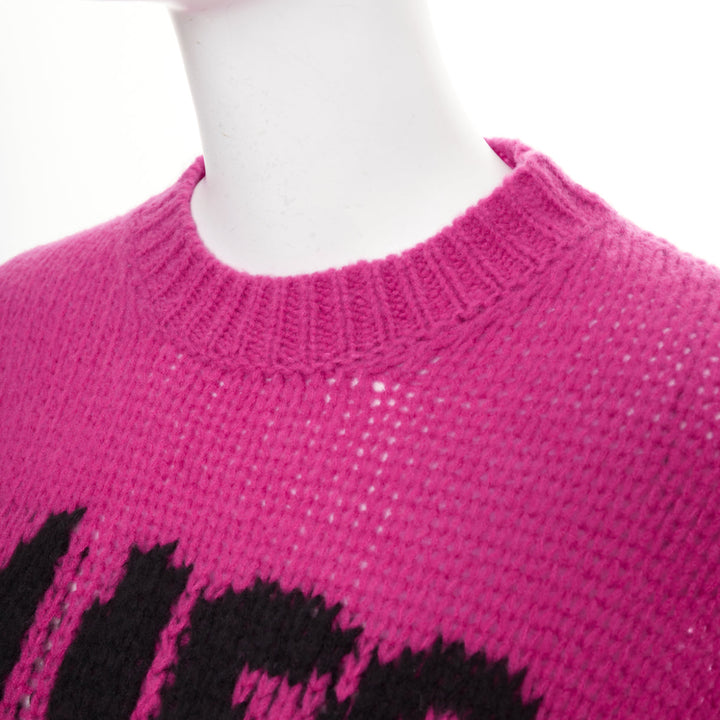 DIOR 2024 Runway Miss Dior magenta pink black logo cashmere silk sweater FR34 XS
