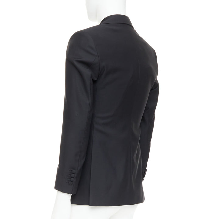 HAYWARD black wool mohair peak lapel double breasted tuxedo suit Sz36 XS