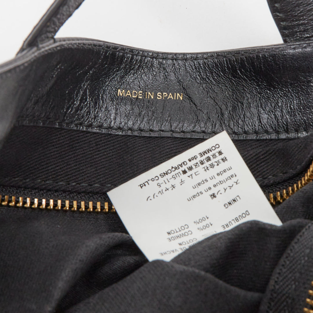 COMME DES GARCONS Huge Logo black calfskin leather print shopper tote bag