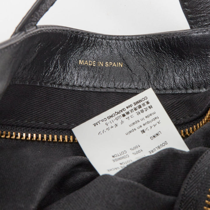 COMME DES GARCONS Huge Logo black calfskin leather print shopper tote bag