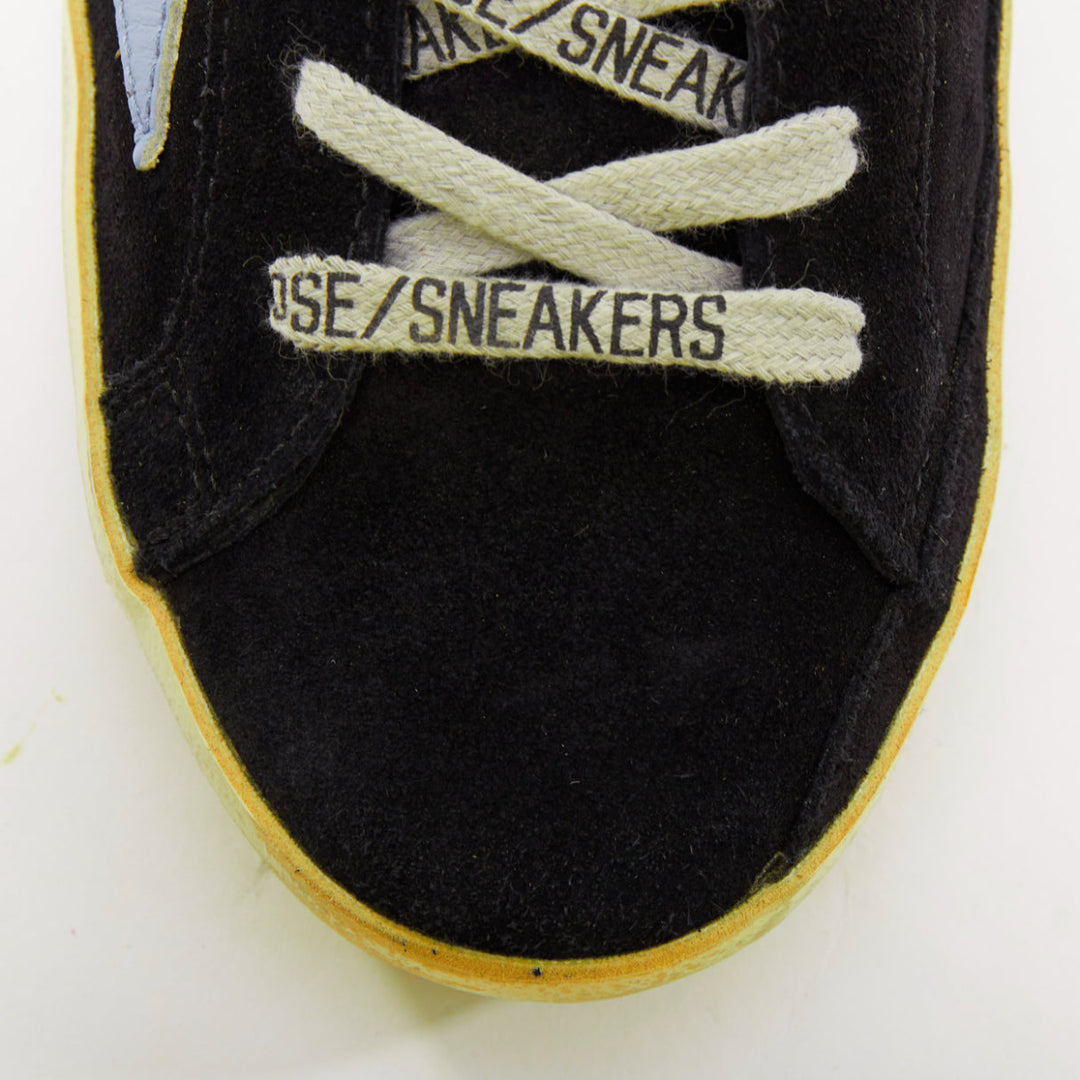 GOLDEN GOOSE GGDB SStar black neon green suede distressed sneakers EU37