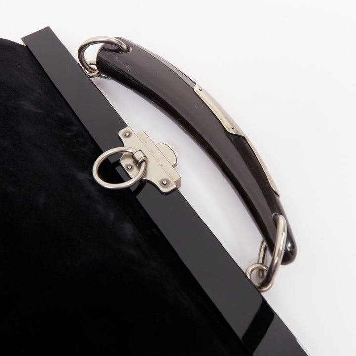 rare YVES SAINT LAURENT Tom Ford Mombasa lucite horn handle velvet evening bag