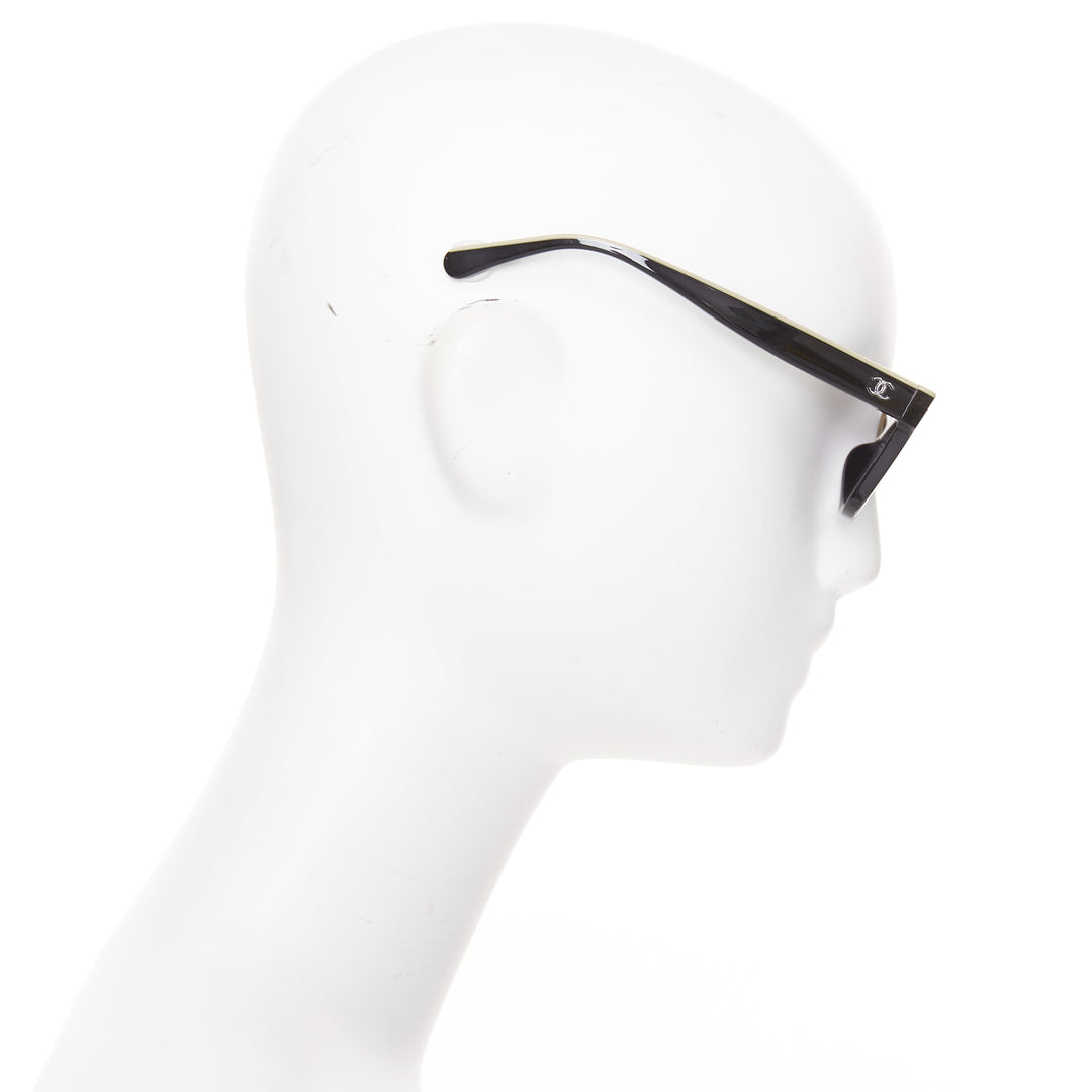 CHANEL 5417-A beige black CC logo CHANEL top bridge two tone sunglasses