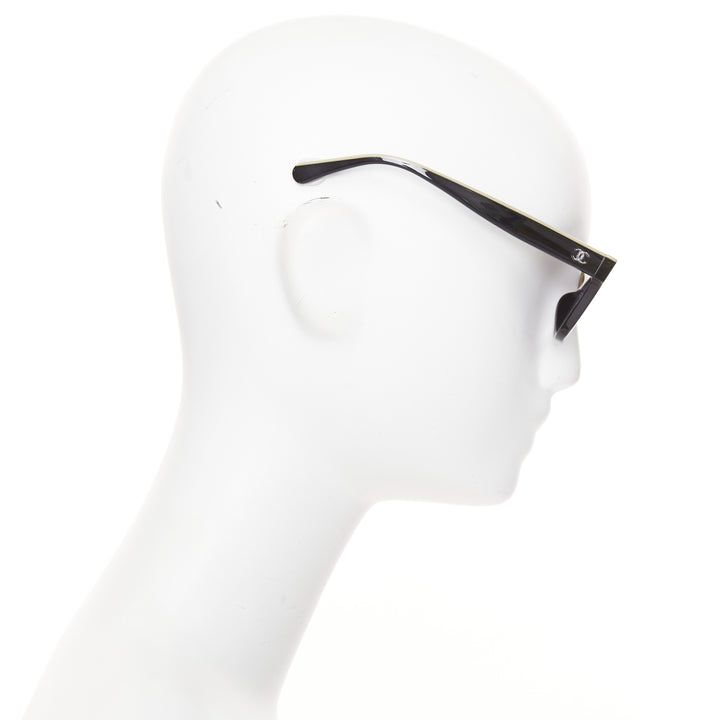 CHANEL 5417-A beige black CC logo CHANEL top bridge two tone sunglasses