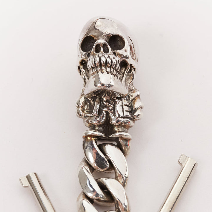 rare CHROME HEARTS 925 sterling silver handcuff bangle skull keychain