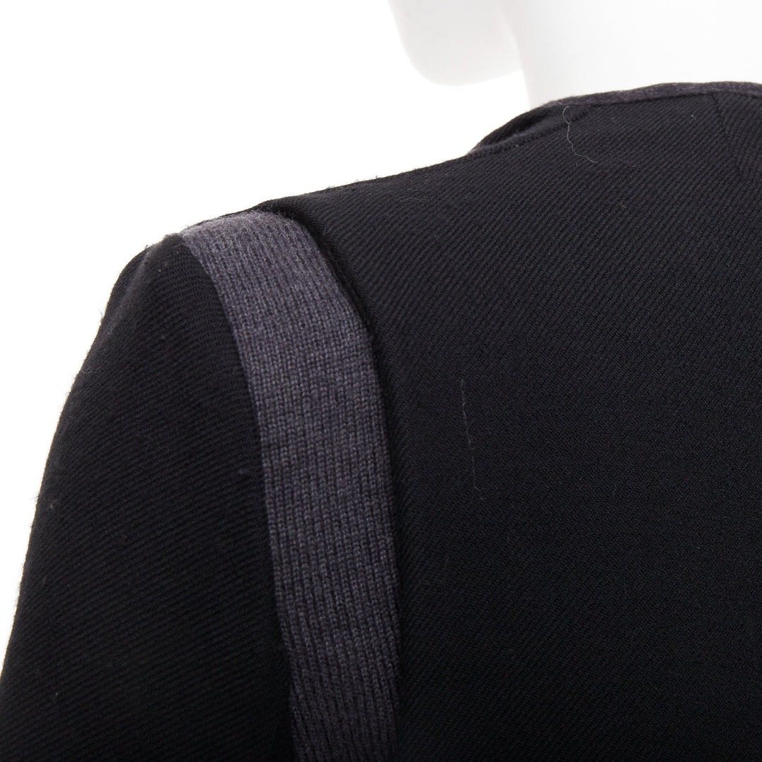 MARNI 2010 black 100% virgin wool twill trimmed collar fitted jacket IT38 XS