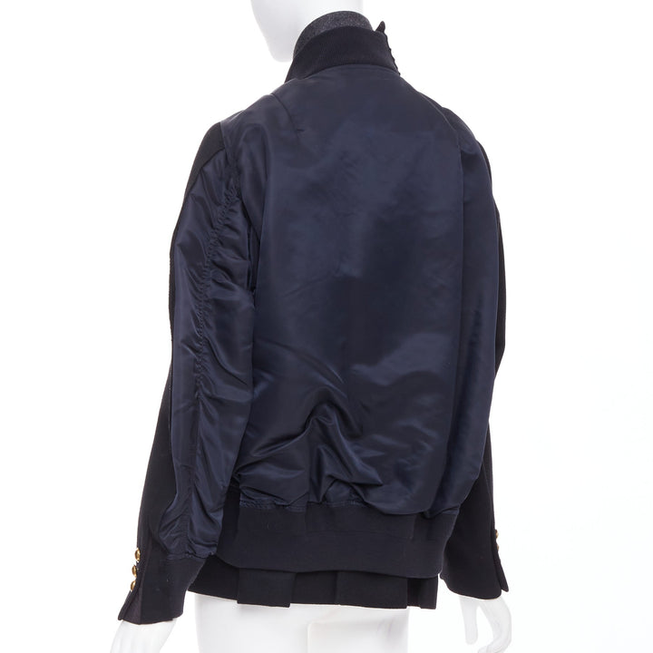 SACAI 2018 Runway black gold buttons hybrid bomber blazer coat JP1 S