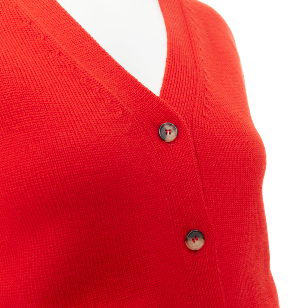 LOEWE 2022 Anagram embroidered orange red wool knit cropped cardigan top IT36 XS