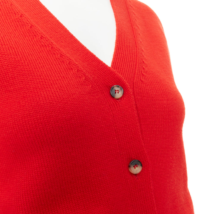 LOEWE 2022 Anagram embroidered orange red wool knit cropped cardigan top IT36 XS