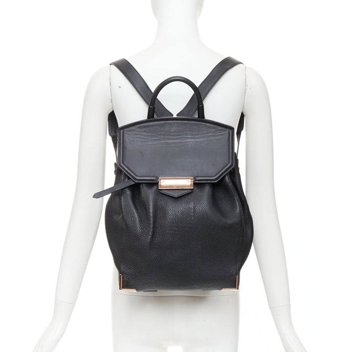 ALEXANDER WANG Prisma Skeletal black rose gold pebbled leather backpack