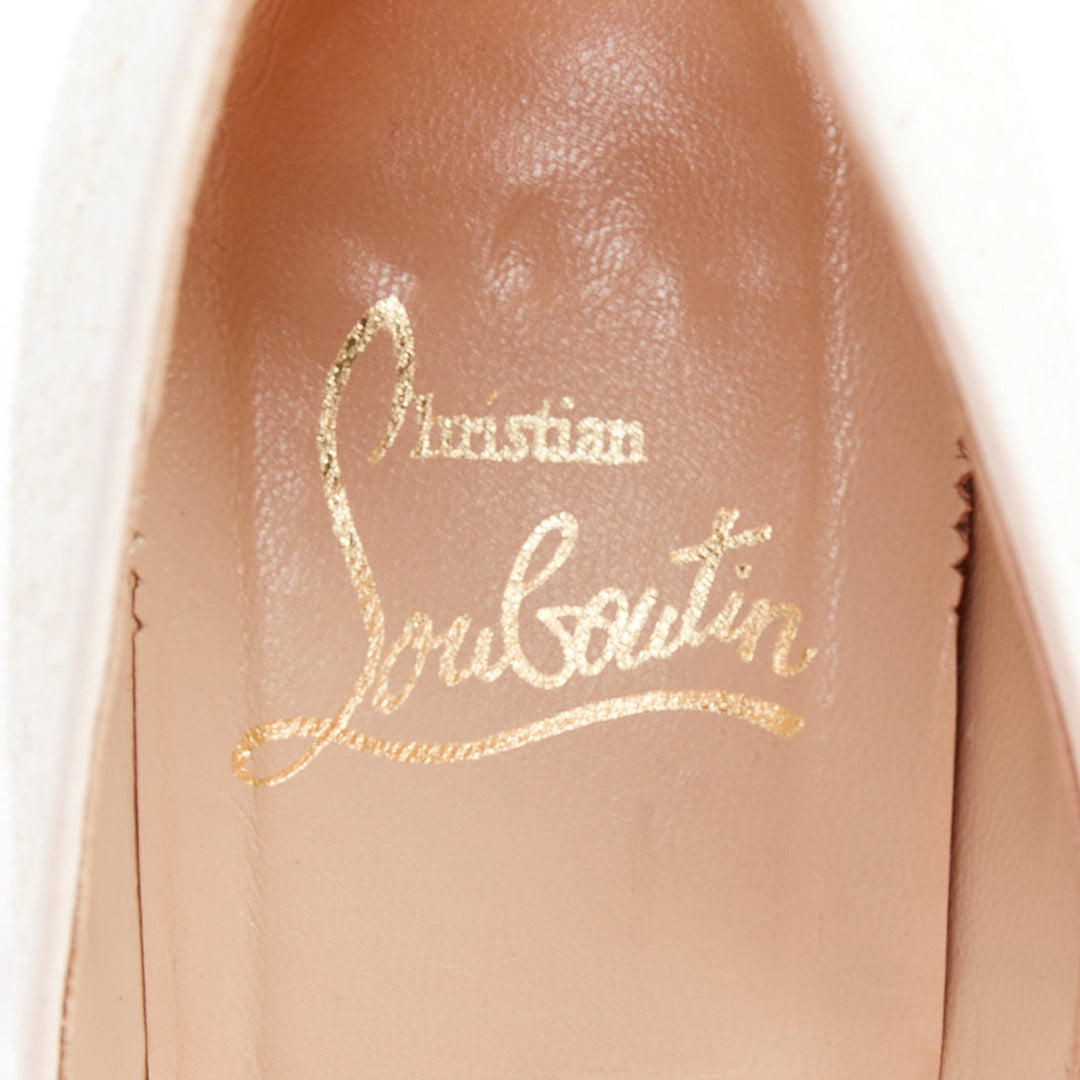 CHRISTIAN LOUBOUTIN pearl white course glitter pointy toes stiletto pumps EU37