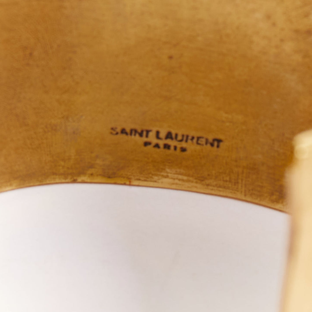 SAINT LAURENT 2022 Runway S Rouge Dore Carnelian Stone gold brass cuff bracelet