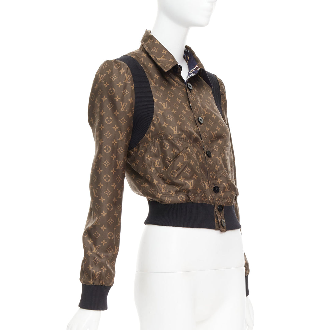 LOUIS VUITTON 2021 Reversible LV monogram cropped bomber jacket FR36 S