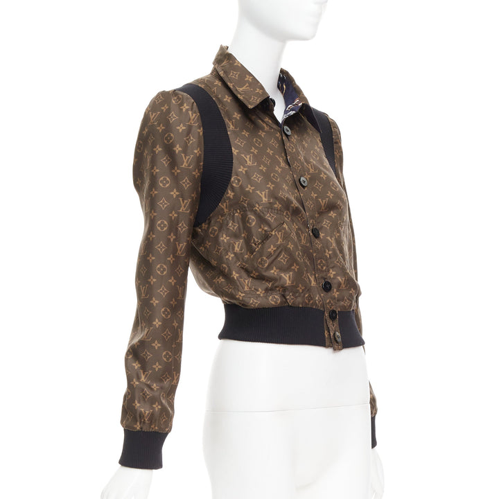 LOUIS VUITTON 2021 Reversible LV monogram cropped bomber jacket FR36 S