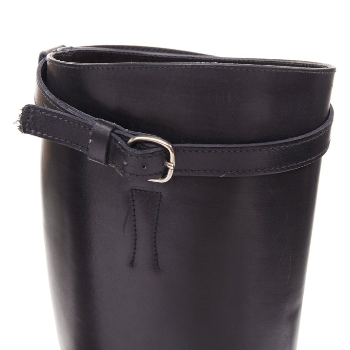 CHURCH'S Michelle G. black leather silver buckle tall riding boots EU37