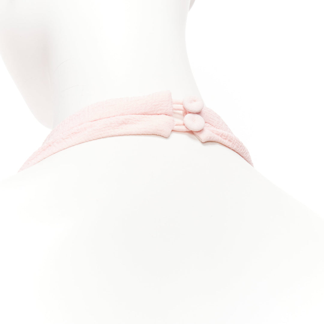 EMILIA WICKSTEAD Sabryn pink pleated front flap back halter wide jumpsuit UK8 S