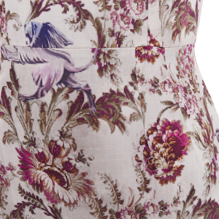 DOLCE GABBANA purple grey silk Barocco flower print sheath dress IT42 M