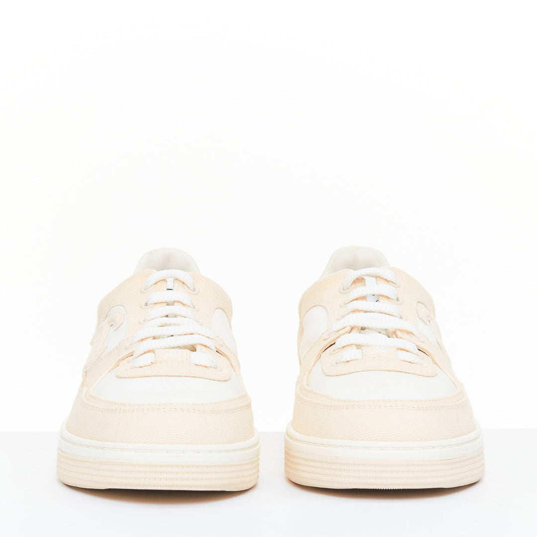 CHANEL 24C CC Canvas Sport Trainer white beige CC quilted sneakers EU38