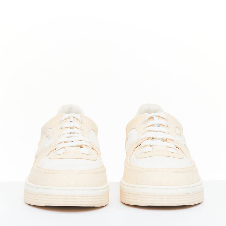 CHANEL 24C CC Canvas Sport Trainer white beige CC quilted sneakers EU38