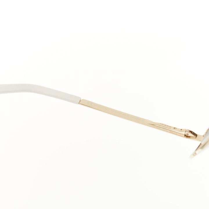 GUCCI 2008 Vintage GG 1827/S white enamel bar gold aviator sunglasses shades