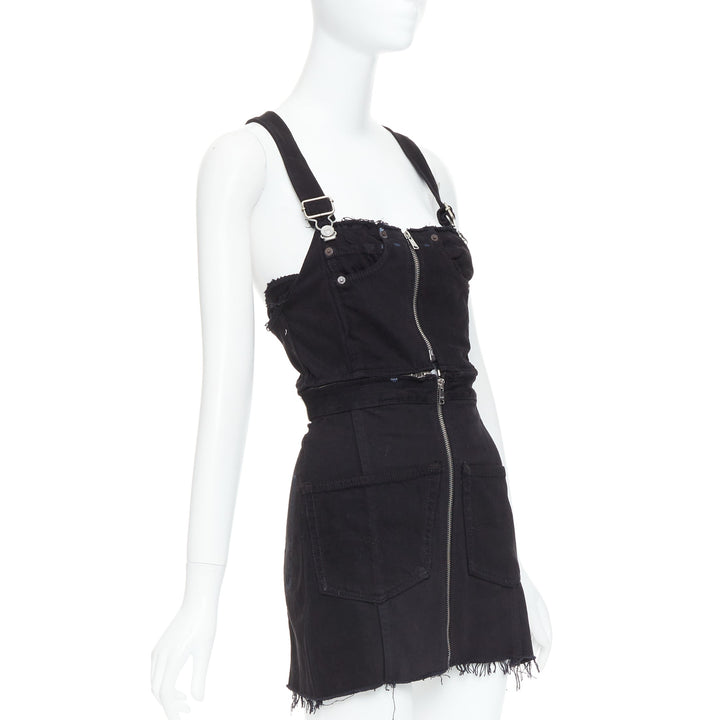 REDONE LEVI'S black cotton recontructed zipper pocketed dress XS