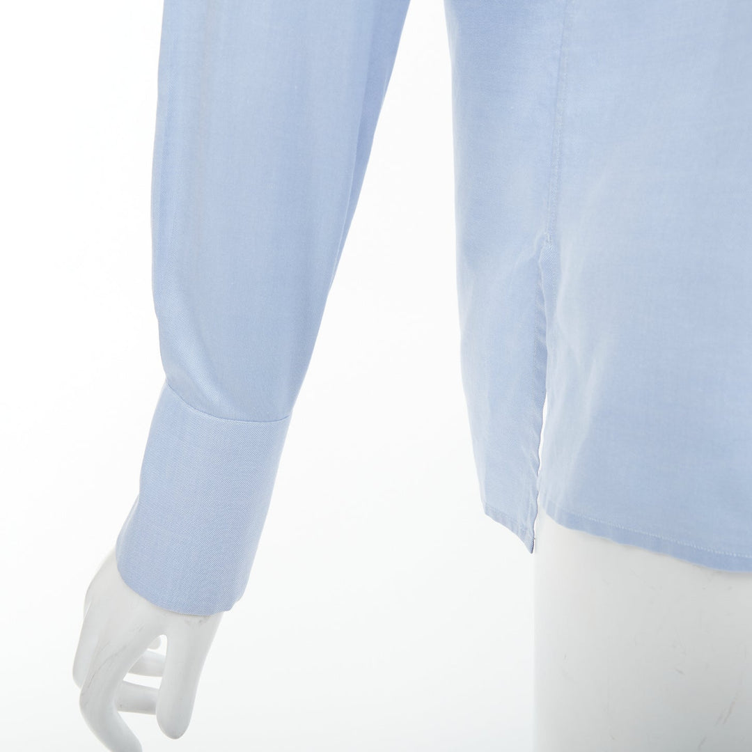 VALENTINO light blue cotton pussy bow tie keyhole cut out blouse shirt IT40 S
