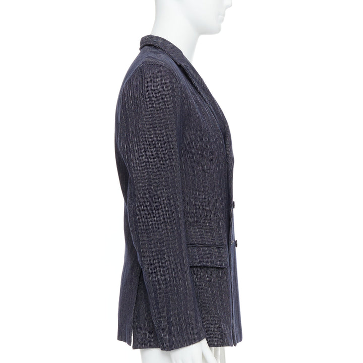 Male mannequin wearing Jil Sander Navy Cotton Men Blazers in Size IT48 | Available at JHROP