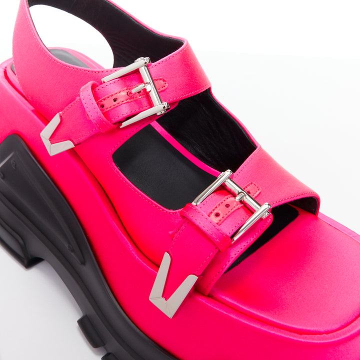 VERSACE Anthem 120 Tropical Pink fuschia satin platform chunky sandals EU38