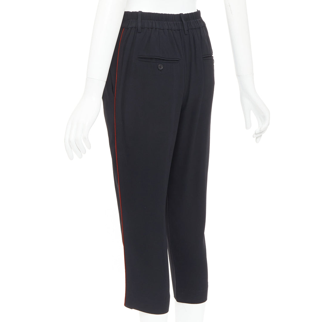 ISABEL MARANT black red piping pleated straight cut capri pants FR36 S