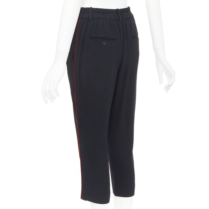 ISABEL MARANT black red piping pleated straight cut capri pants FR36 S